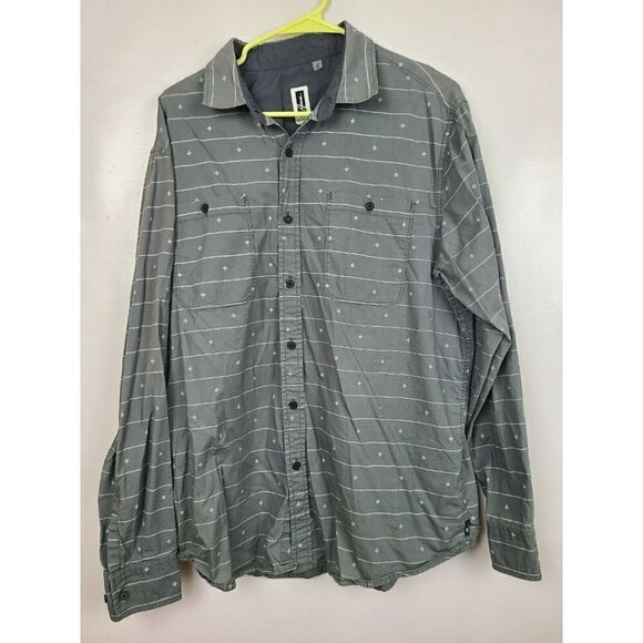Howe Other - 𝅺HOWE Mens Shirt Sz XL Gray White Button Down Striped Printed Long Sleeve Casual